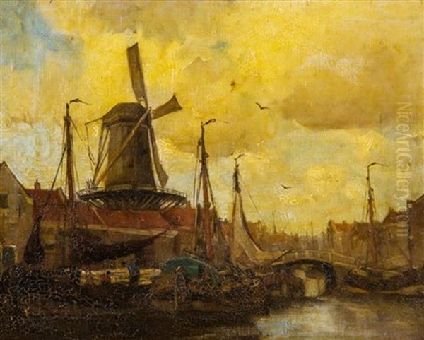 The Watermill Oil Painting by Jacob Henricus Maris