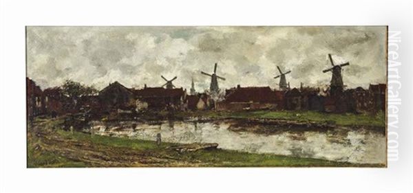 De Vier Molens Oil Painting by Jacob Henricus Maris