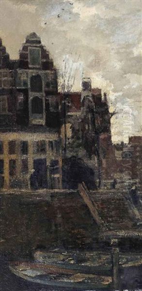 A View Of An Amsterdam Canal Oil Painting by Jacob Henricus Maris