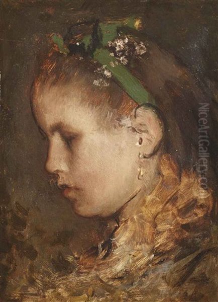 Meisjeskopje (portrait Of A Girl) Oil Painting by Jacob Henricus Maris