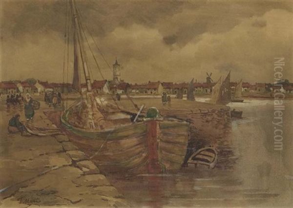 Along The Quayside Oil Painting by Jacob Henricus Maris