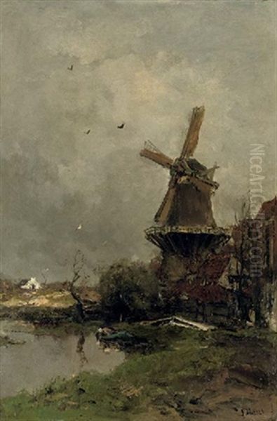 Mill - Molen Oil Painting by Jacob Henricus Maris