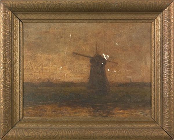 Landscape With Windmill Oil Painting by Jacob Henricus Maris