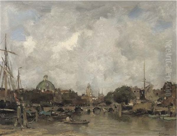 Amsterdam With The Koepelkerk In The Distance Oil Painting by Jacob Henricus Maris