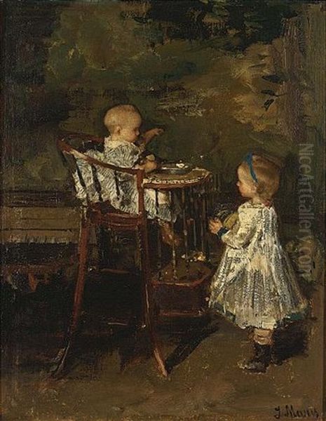 The Two Little Sisters (incl. 2 Volume Catalogue) Oil Painting by Jacob Henricus Maris