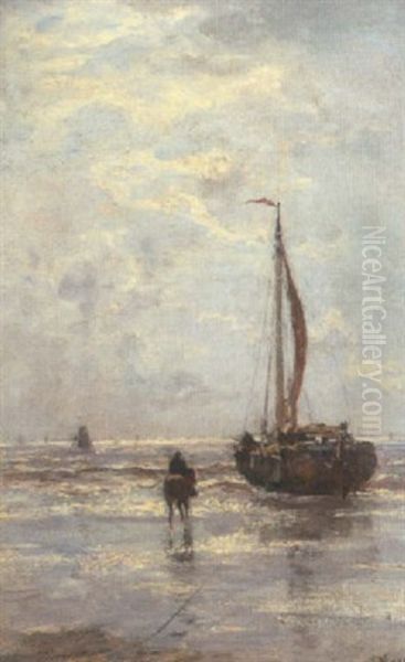 Meeting The Boat Oil Painting by Jacob Henricus Maris