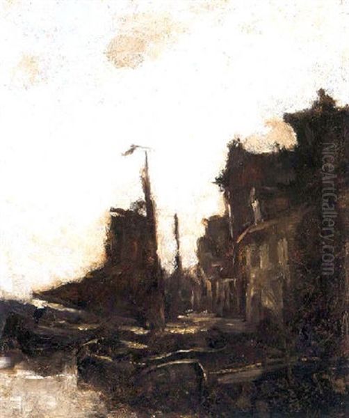 Aangemerde Boten In Den Haven Van Dordrecht Oil Painting by Jacob Henricus Maris