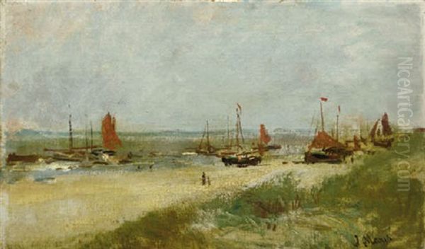 Bromschuiten On The Beach Oil Painting by Jacob Henricus Maris