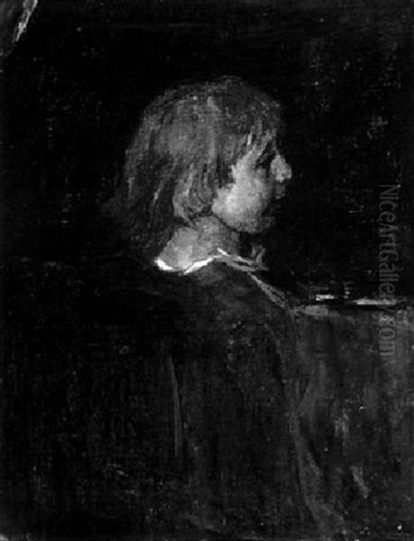 A Portrait Of A Child In A Blue Jacket Oil Painting by Jacob Henricus Maris