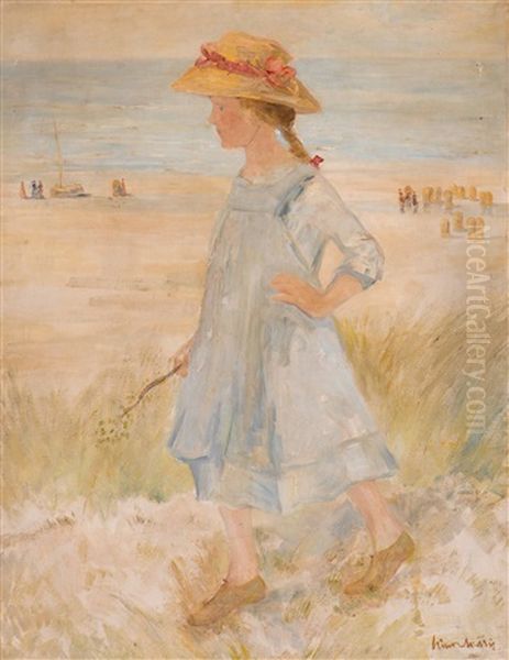 A Walk In The Dunes On A Summer's Day Oil Painting by Simon Maris