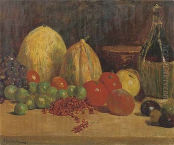 Pumpkins, Grapes And Elderberries Oil Painting by Simon Maris