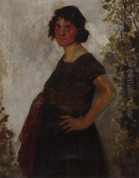 Zigeunerin: A Gipsy Girl Posing Oil Painting by Simon Maris