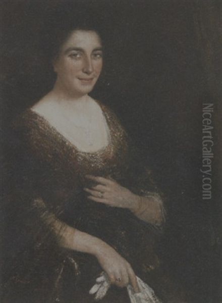 Portrait Of A Woman Wearing A Necklace Oil Painting by Simon Maris