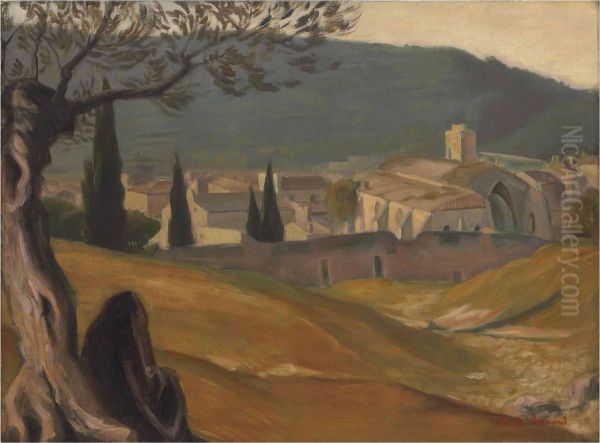 Paysage Pres De Villeneuve-les-avignon Oil Painting by Emile Bernard