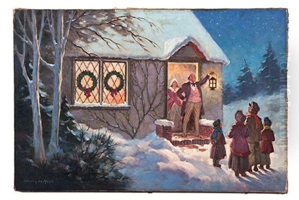 Caroling Oil Painting by Walter de Maris