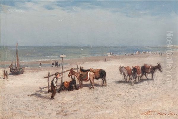 Donkeys On The Beach Oil Painting by Willem Maris