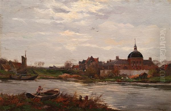 Dutch Landscape Oil Painting by Willem Maris