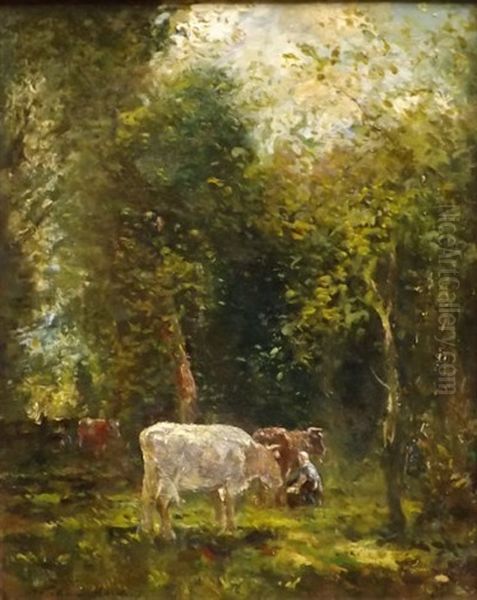 Cattle In A Sunlit Glade Oil Painting by Willem Maris