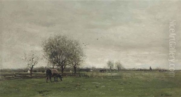 Cows In A Dutch Polder Landscape Oil Painting by Willem Maris