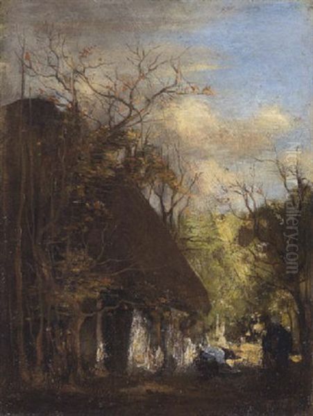 Bauernkate Unter Baumen Oil Painting by Willem Maris