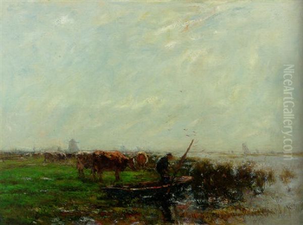 A Pastue Oil Painting by Willem Maris