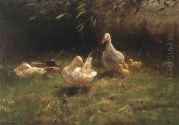 Ducks With Ducklings by Willem Maris