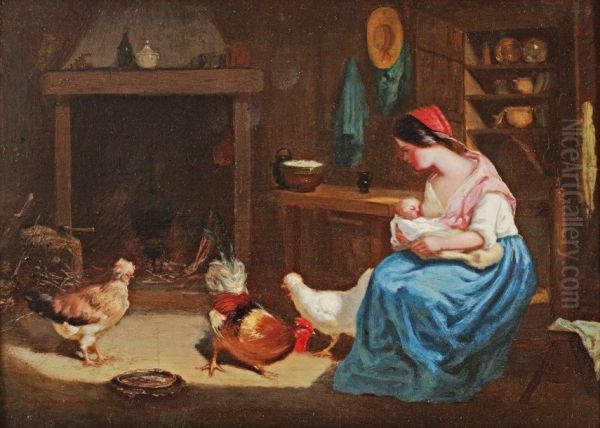 Fermiere Et Son Enfant Oil Painting by Francois Bernard