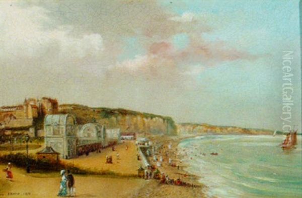 A Magnificent Seaside Resort With Grand Pavilion Oil Painting by Gerarda Hermina Marius Eraud