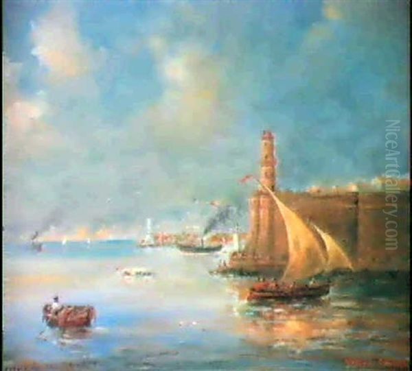 Im Hafen Von Marseille Oil Painting by Gerarda Hermina Marius Eraud