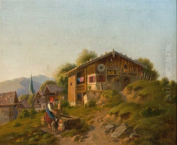 Malerisches Kirchdorf Mit Pittoreskem Gehoft Oil Painting by Eduard Mark