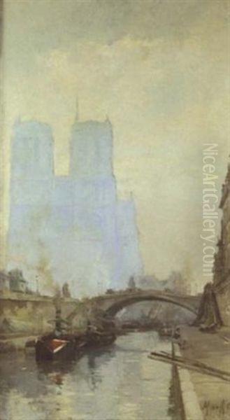 Notre Dame Oil Painting by Lajos Mark