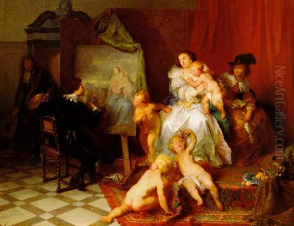 L'atelier De Rubens Oil Painting by Alexandre Markelbach