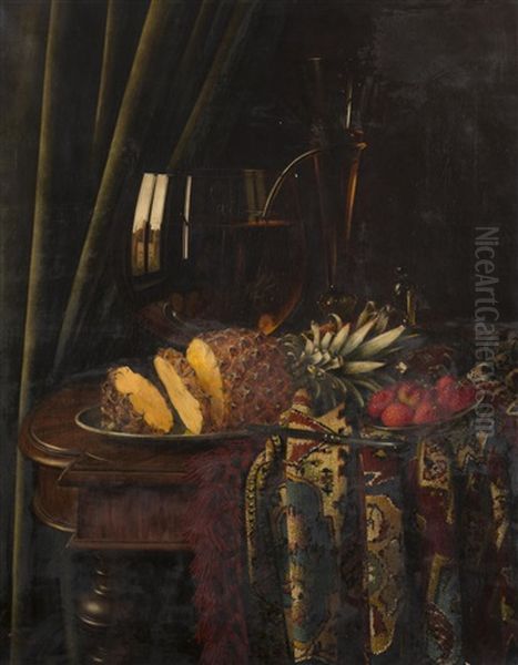 Still Life With Pineapple Oil Painting by Hans Heinrich Markes