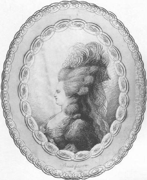 Portrait Of Marie Antoinette, Head And Shoulders, In Profile Oil Painting by Jean-Joseph Bernard