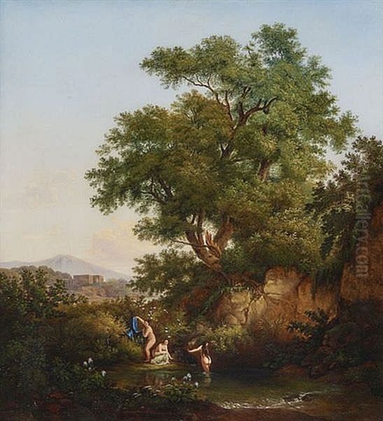 Italienische Landschaft Mit Badenden Frauen by Karoly Marko the Elder