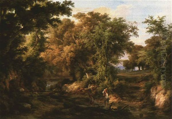 Bewaldete Landschaft Mit Bachlauf Und Figurenstaffage Oil Painting by Karoly Marko the Elder