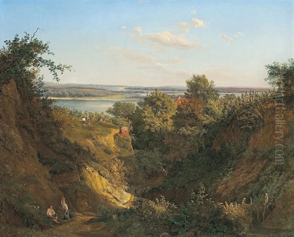 Blick Vom Nusberg Gegen Die Donau Oil Painting by Karoly Marko the Elder