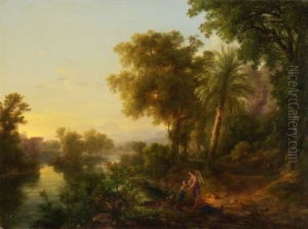 Sudliche Fluslandschaft Oil Painting by Karoly Marko the Elder