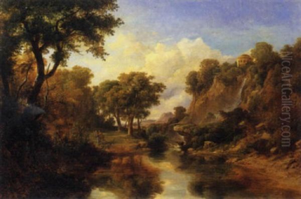 Paesaggio Laziale Con Scena Mitologica Oil Painting by Karoly Marko the Elder