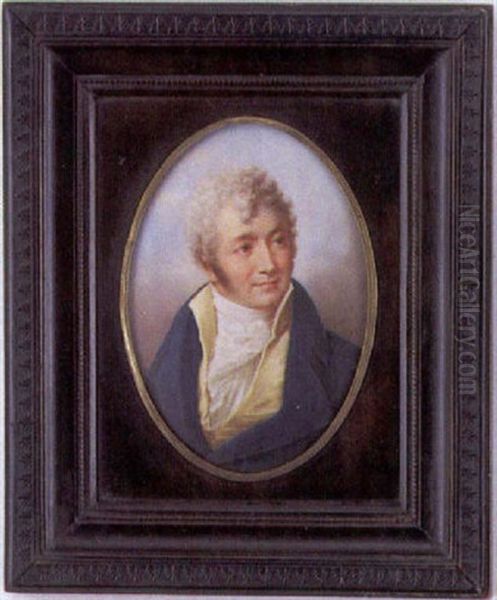 Portrait Du Prince Esterhazy (?) En Redingote Bleue, Gilet Jaune Et Chemise Blanche Oil Painting by Karoly Marko the Elder