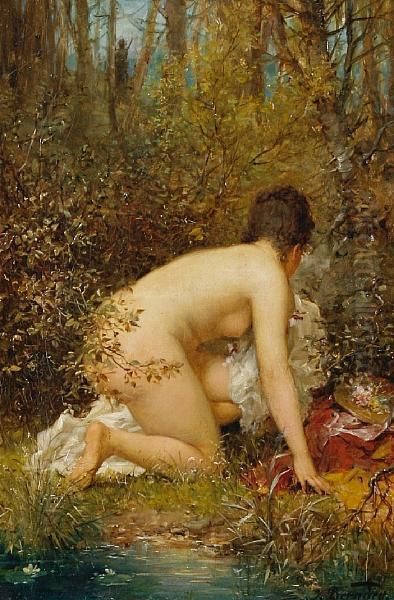 The Bather Oil Painting by Joseph Antoine Bernard