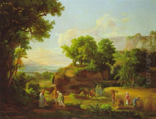 Landschaft Mit Ruth Und Boas Im Vordergrund Oil Painting by Karoly Marko the Elder