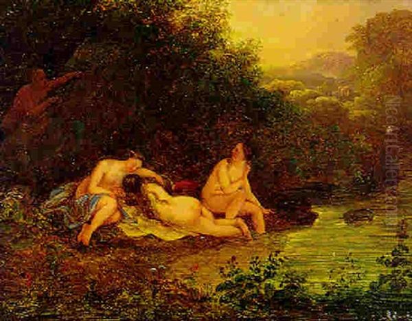 Nymphen Von Einem Satyr Belauscht Oil Painting by Karoly Marko the Elder