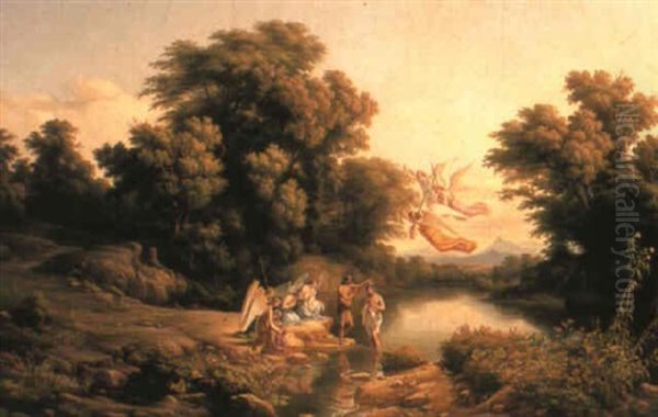 The Baptism Of Christ Oil Painting by Karoly Marko the Elder