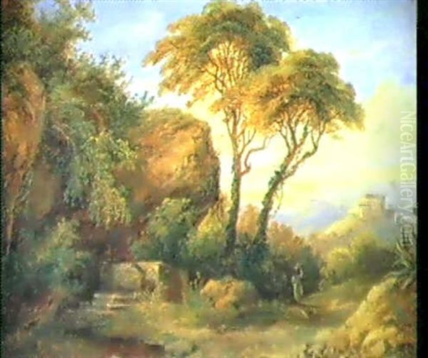 Sudliche Landschaft Mit Figurlicher Staffage Oil Painting by Karoly Marko the Elder