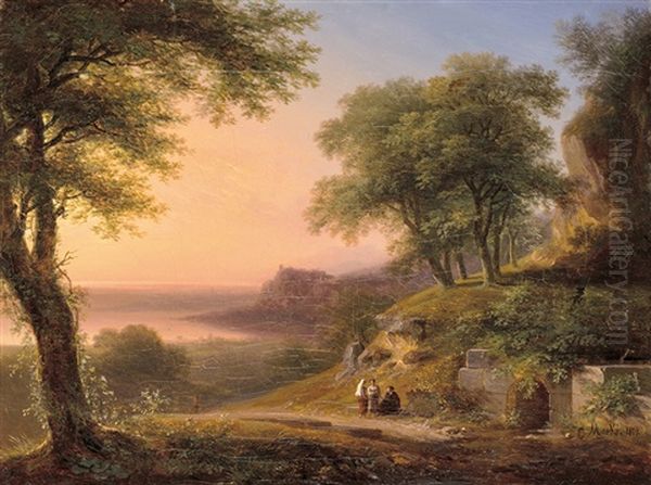 Italian Landscape Oil Painting by Karoly Marko the Younger