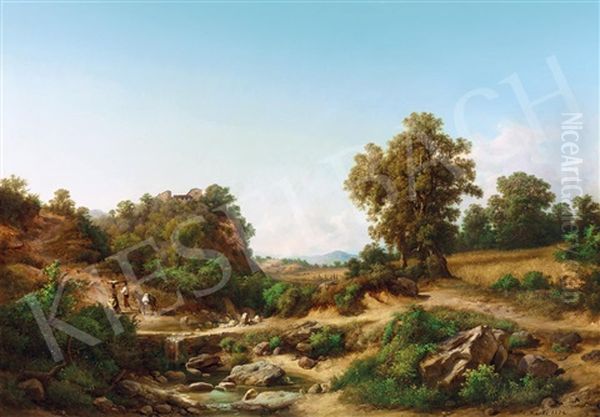 Italian Landscape Oil Painting by Karoly Marko the Younger