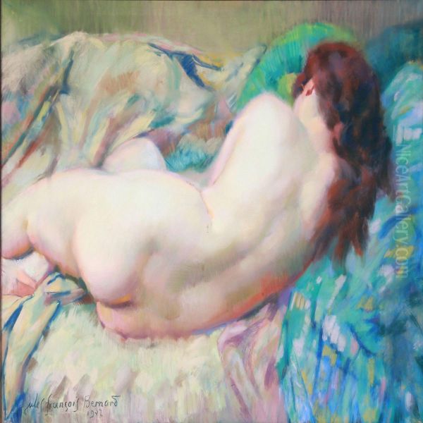 Nude Female Model Oil Painting by Jules Francois Bernard