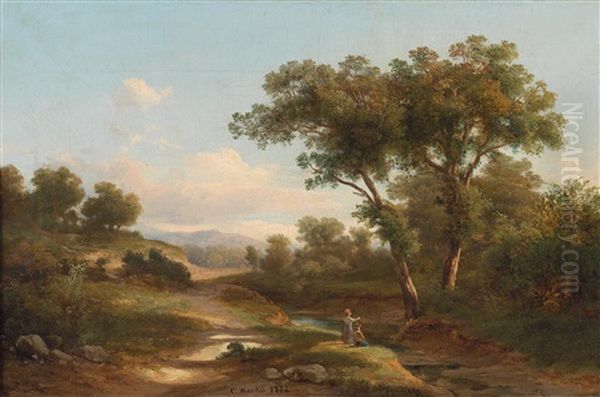 Landschaft Mit Figurlicher Staffage Oil Painting by Karoly Marko the Younger