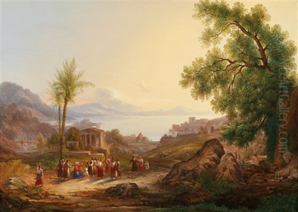 Weite Landschaft Mit Christus Und Jungern Oil Painting by Karoly Marko the Younger